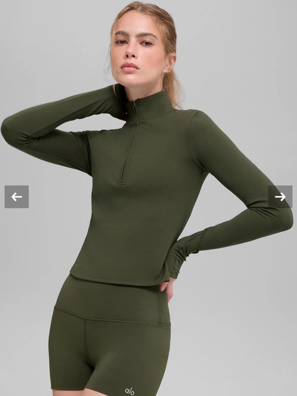 ALO Yoga Softsculpt Quarter-Zip Long Sleeve Top in Olive